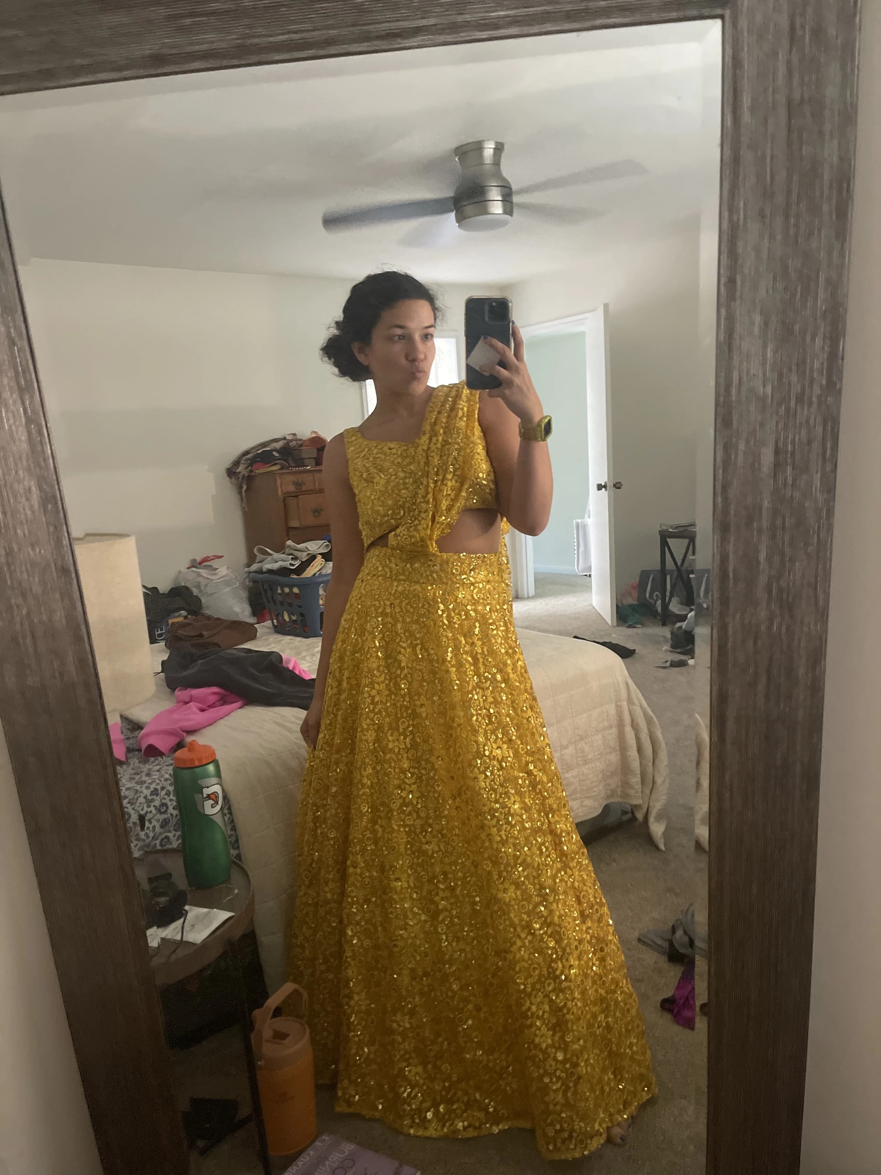 Image 2 of Yellow Lehenga by Custom / Other
