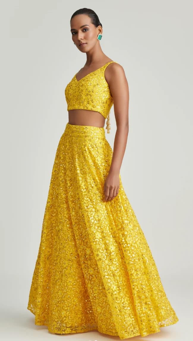 Image 1 of Yellow Lehenga by Custom / Other