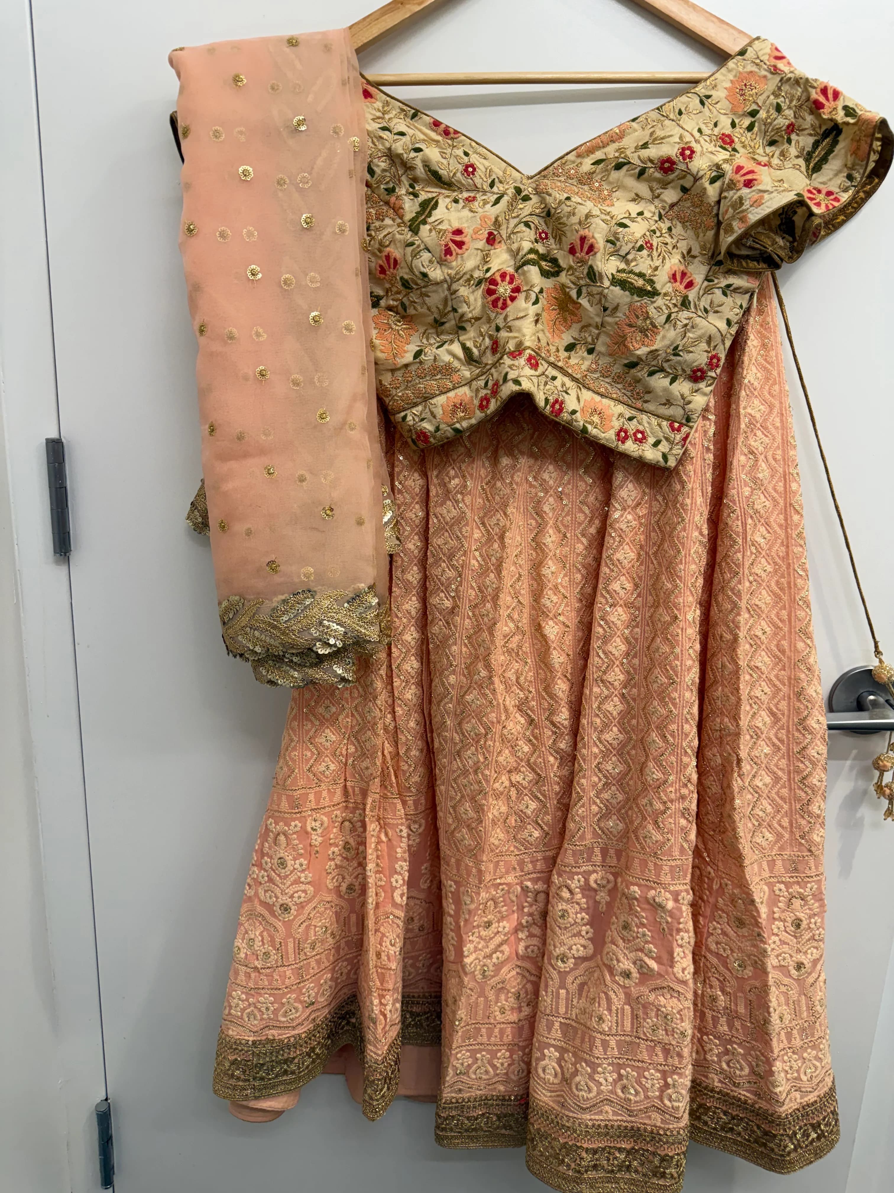 Image 2 of Cream Lehenga by Custom / Other