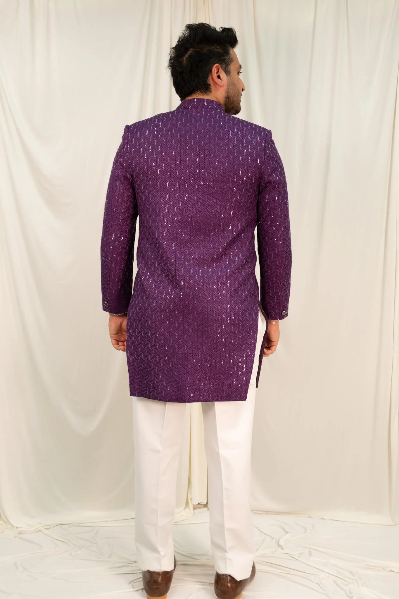Image 2 of Aayka (42) - Nick Sherwani (Purple)