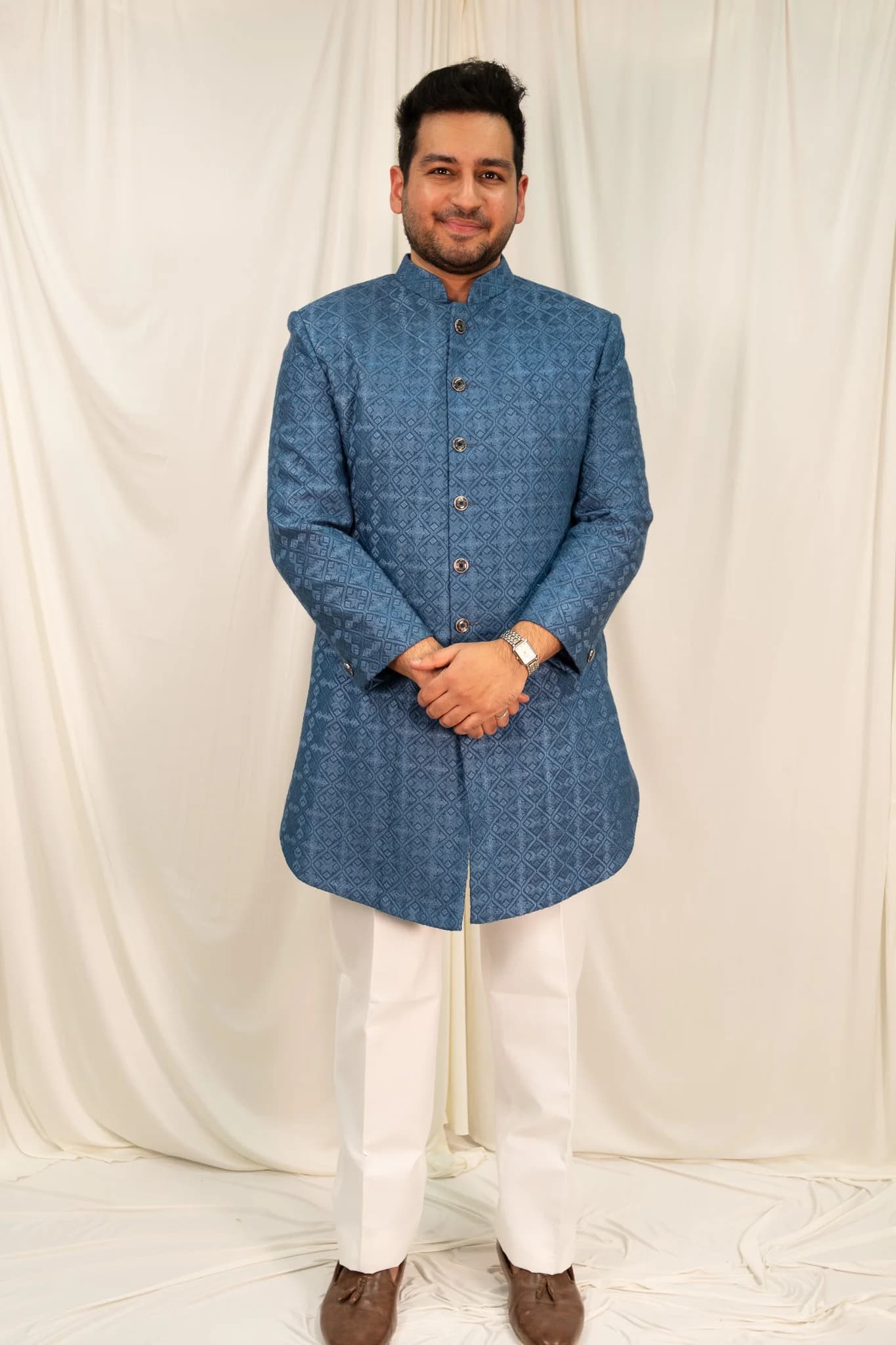 Image 1 of Aayka (L) - Nasir Sherwani (English Blue)