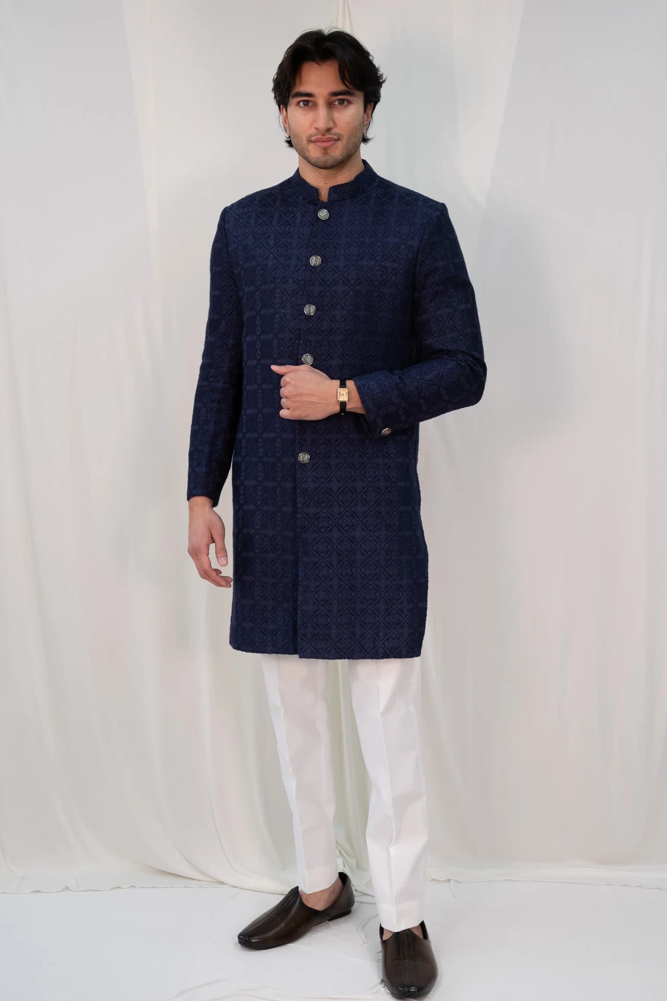 Image 1 of Aayka (L) - Nasir Sherwani (Navy Blue) 