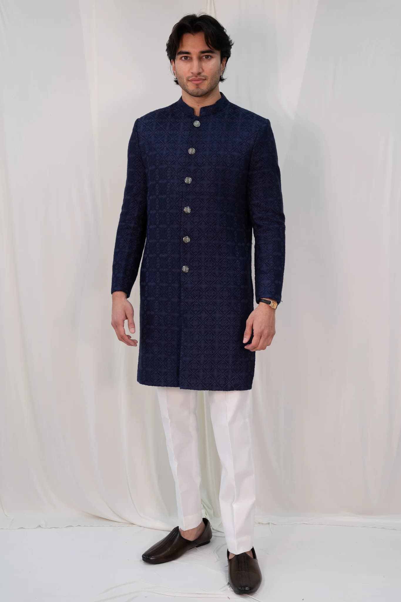 Image 2 of Aayka (L) - Nasir Sherwani (Navy Blue) 