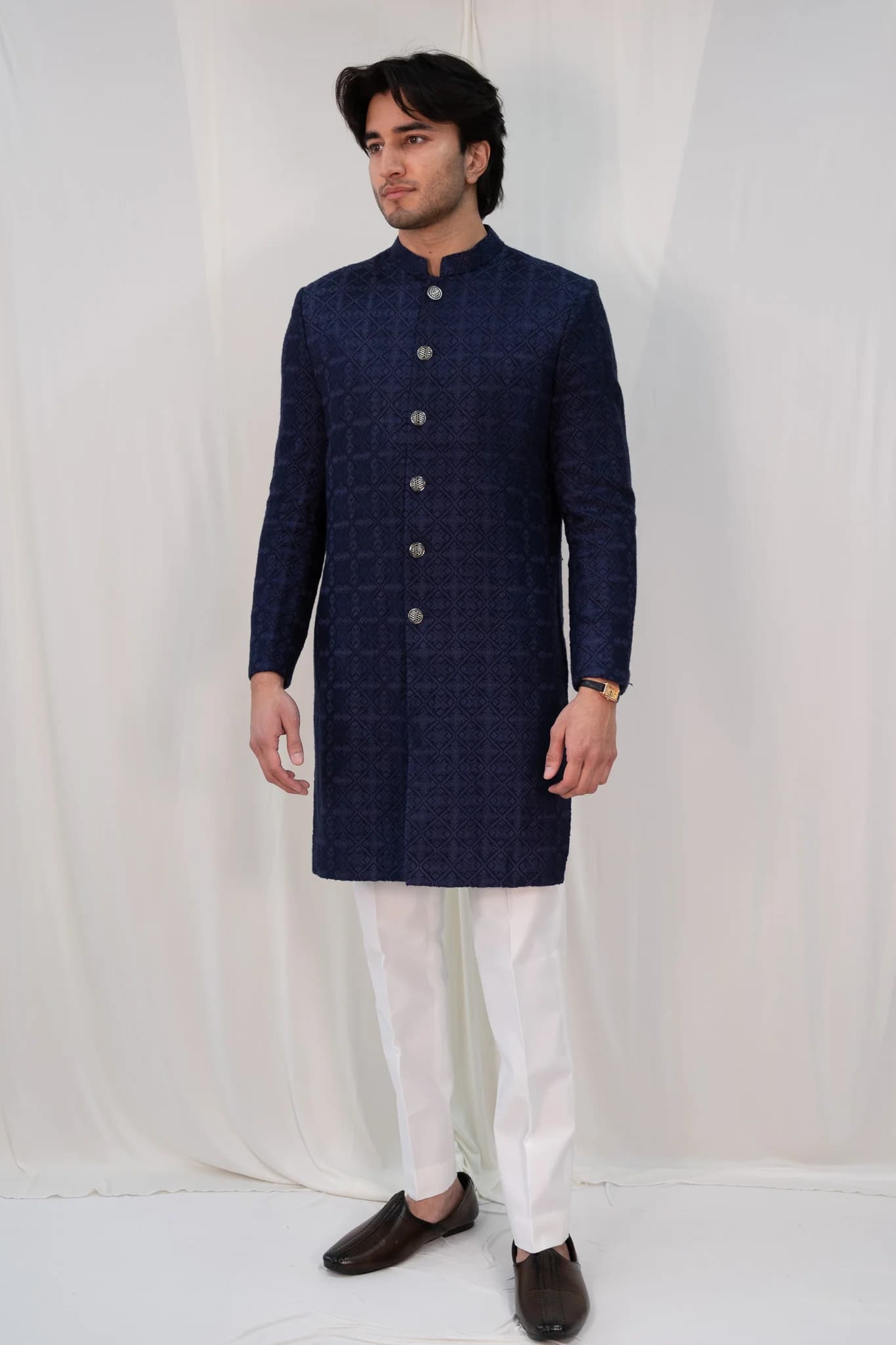 Image 3 of Aayka (L) - Nasir Sherwani (Navy Blue) 