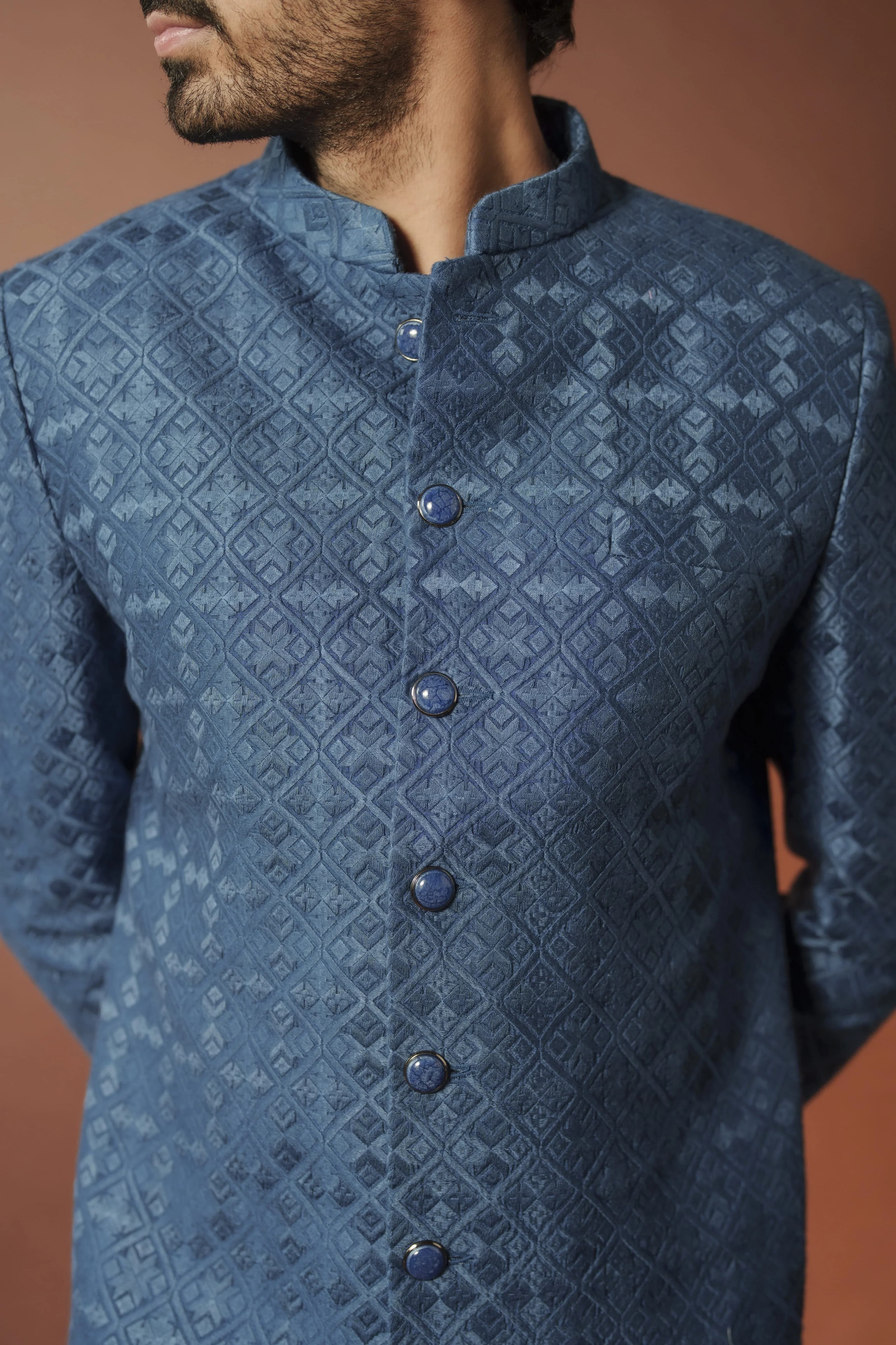 Image 4 of Aayka (L) - Nasir Sherwani (Royal Blue)