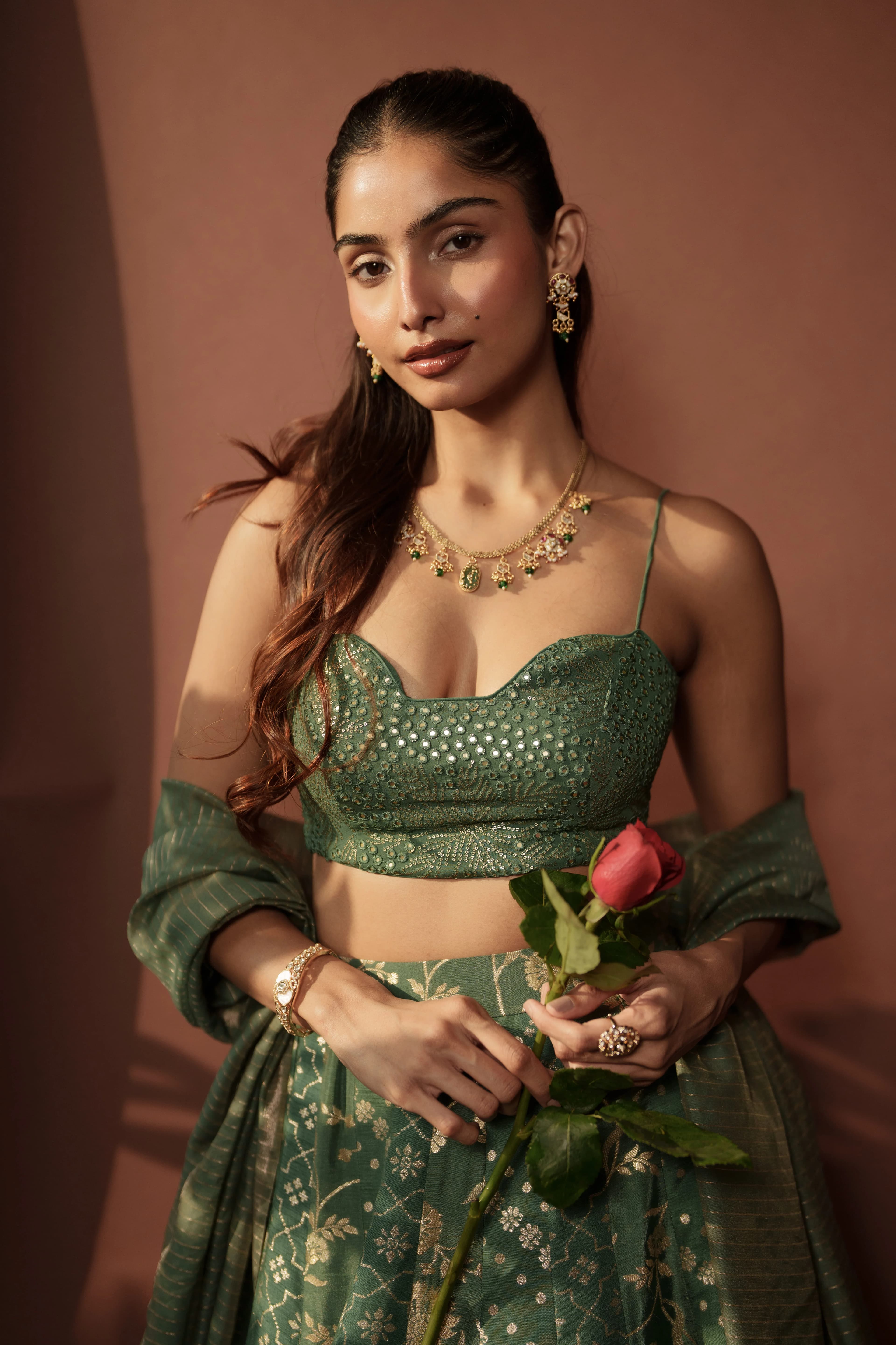 Image 3 of Aayka (XS) - Sravya II Lehenga (Light Green)