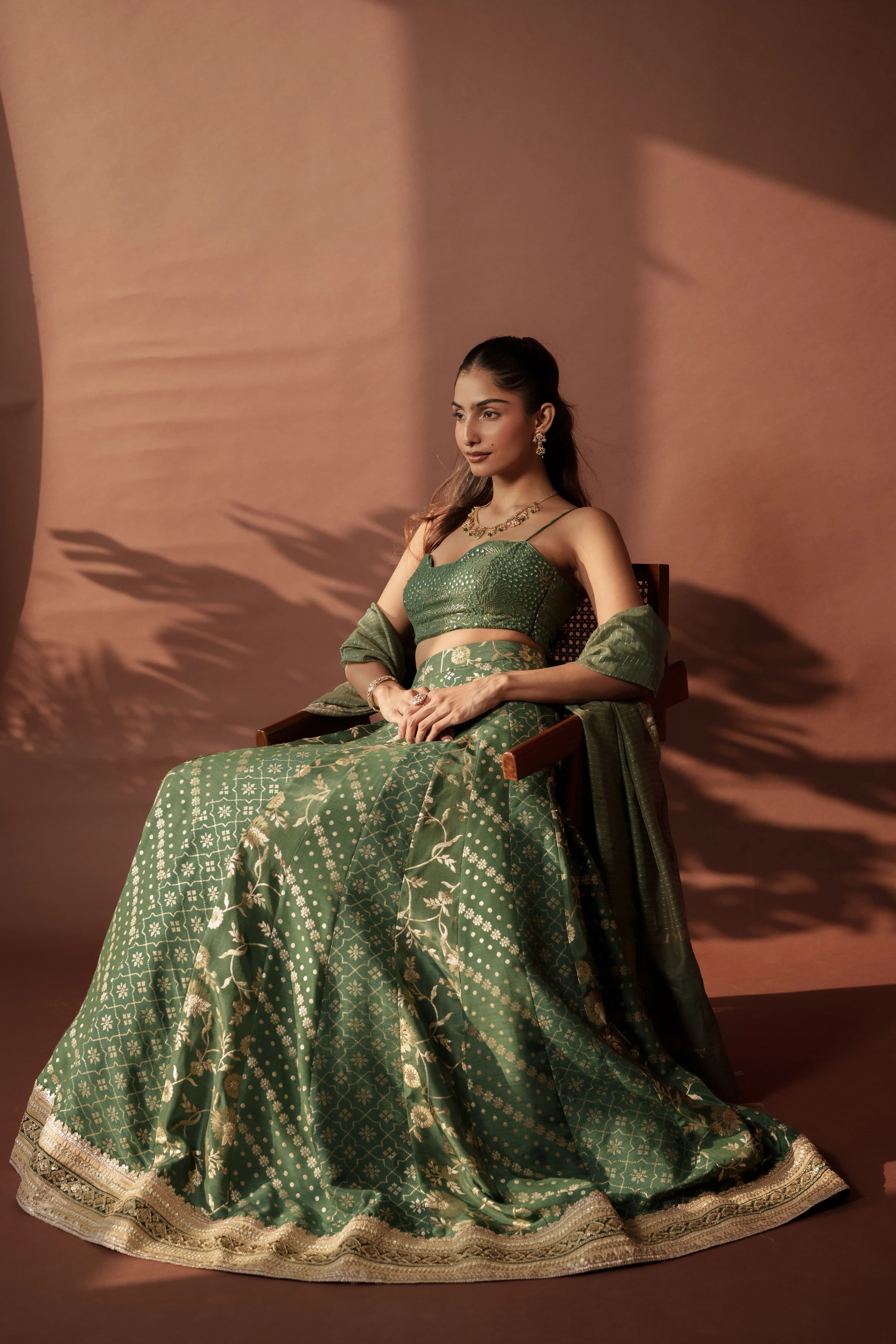 Image 4 of Aayka (XS) - Sravya II Lehenga (Light Green)
