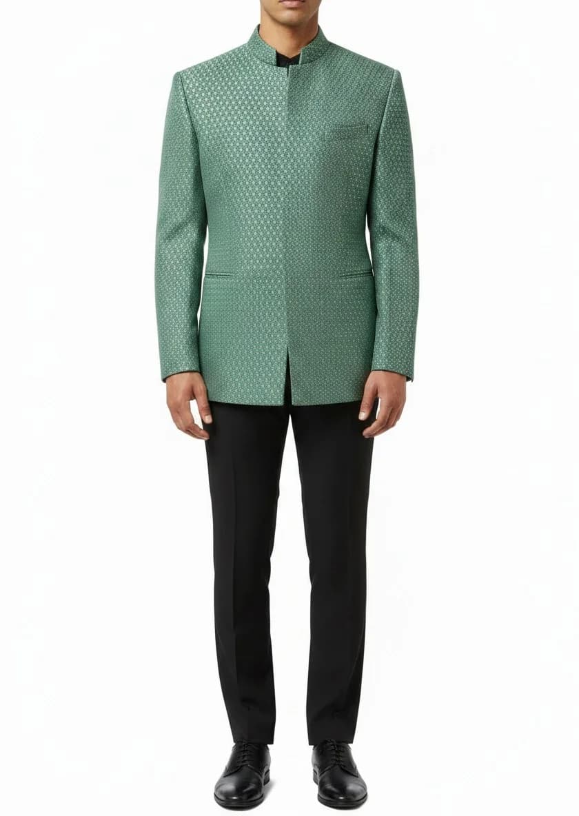Image 1 of Emerald Green Indo-Western Jodhpuri with Sequin Embroidery