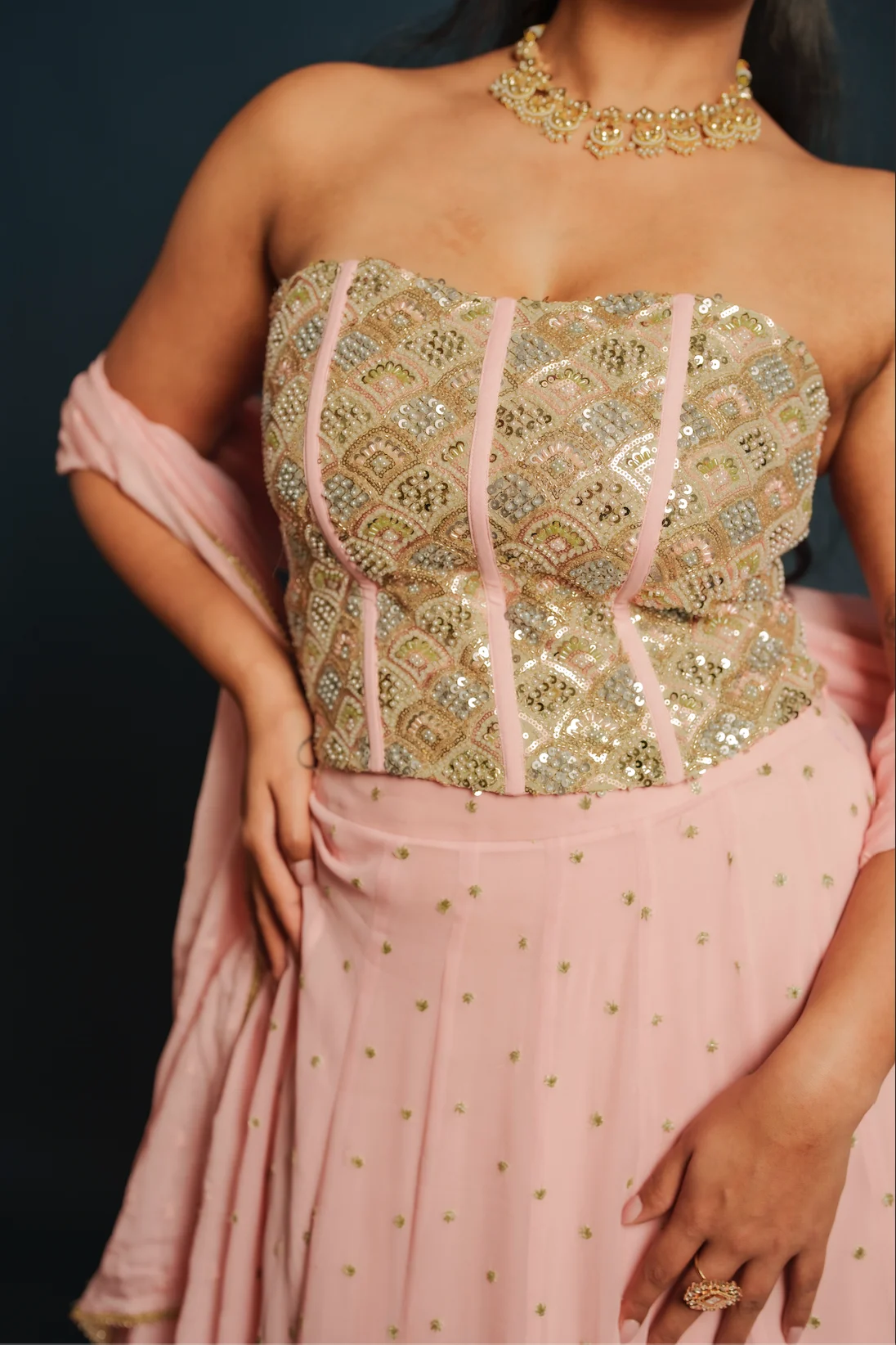 Image 3 of Aayka (L) - Tanvi Coral Set
