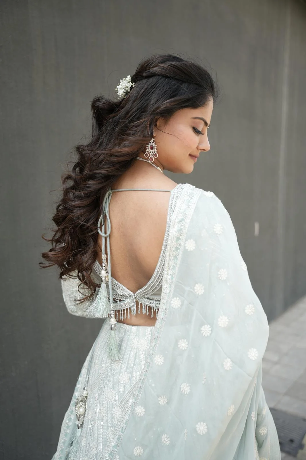 Image 2 of Silver Lehenga by Custom / Other