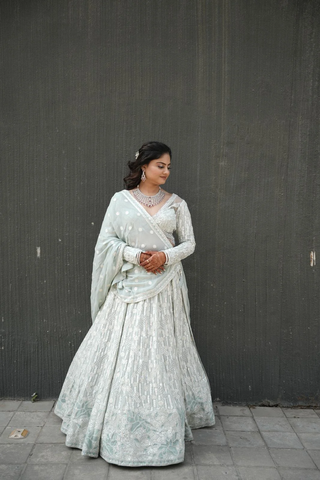 Image 4 of Silver Lehenga by Custom / Other