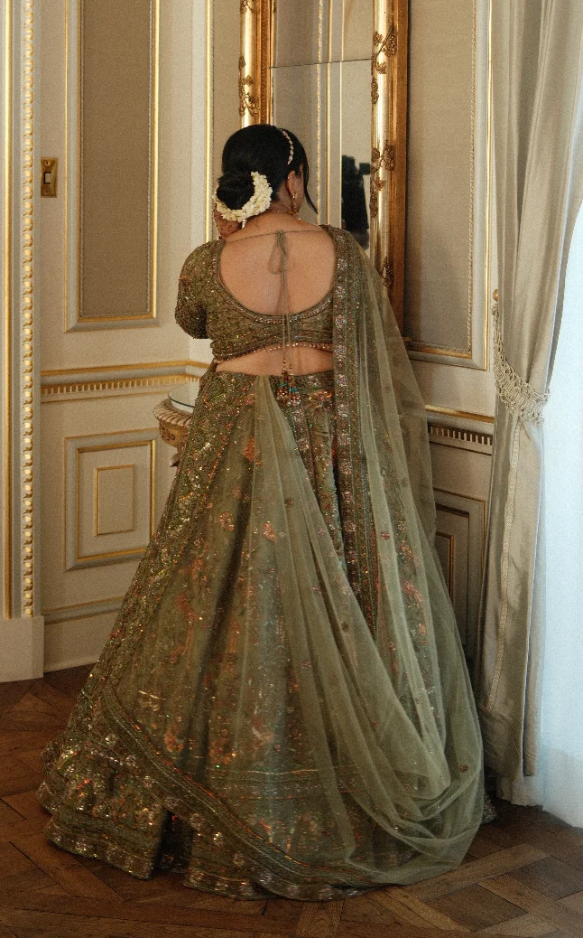 Image 4 of Sage Green Lehenga by Custom - Shivani