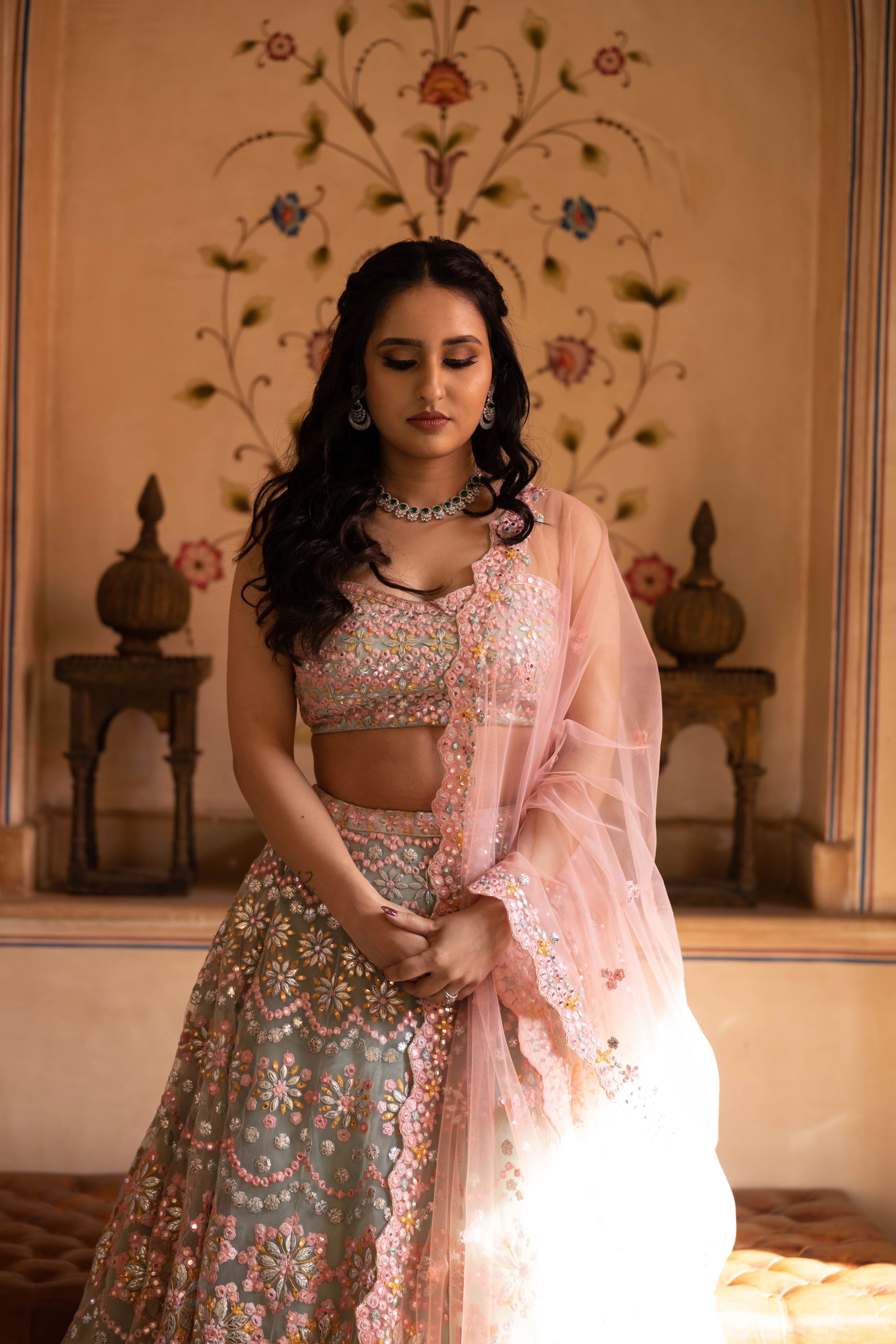 Image 1 of Aneesh Aggarwal Floral Lehenga Set