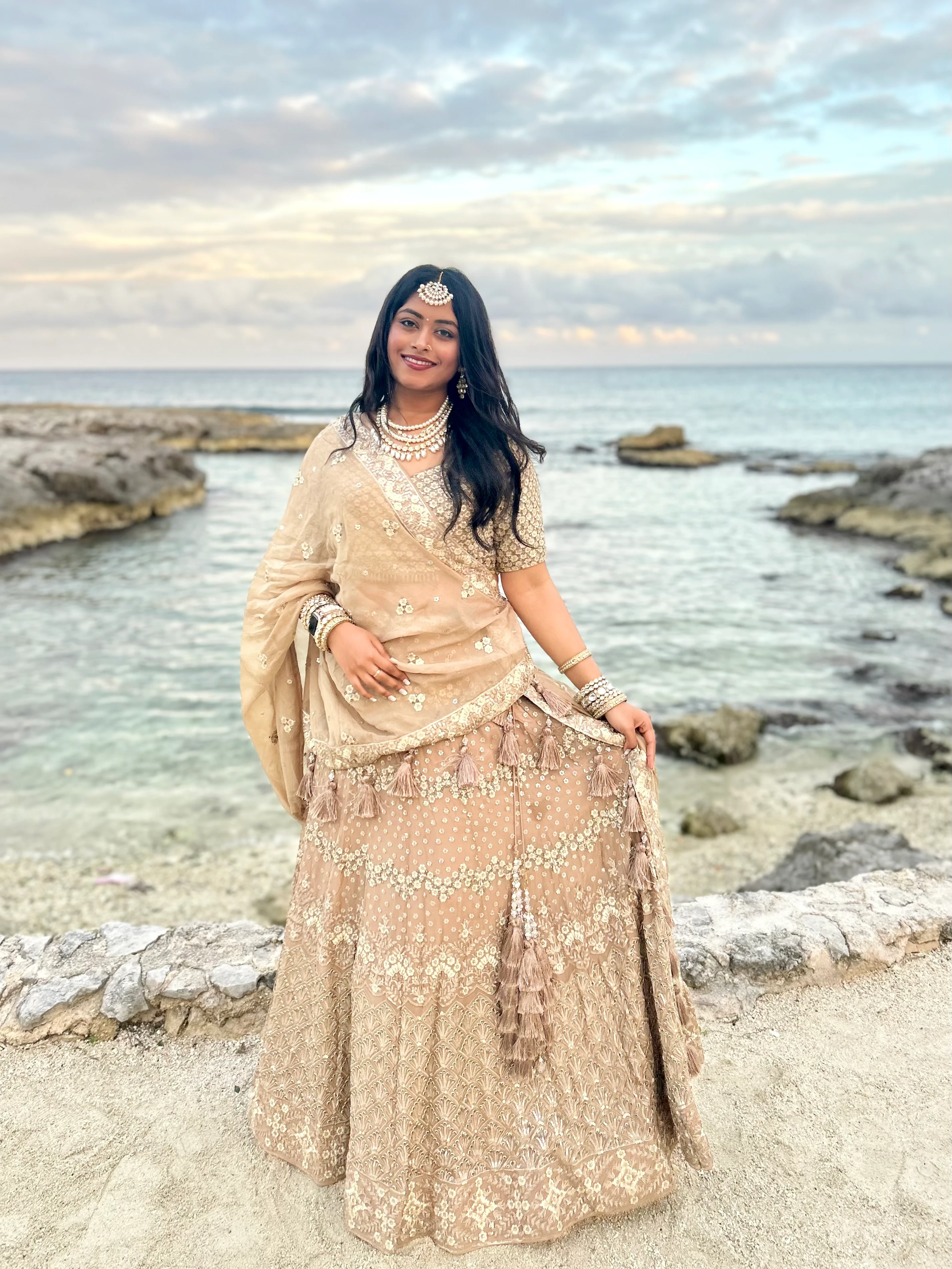 Image 3 of Cream Lehenga by Custom / Other