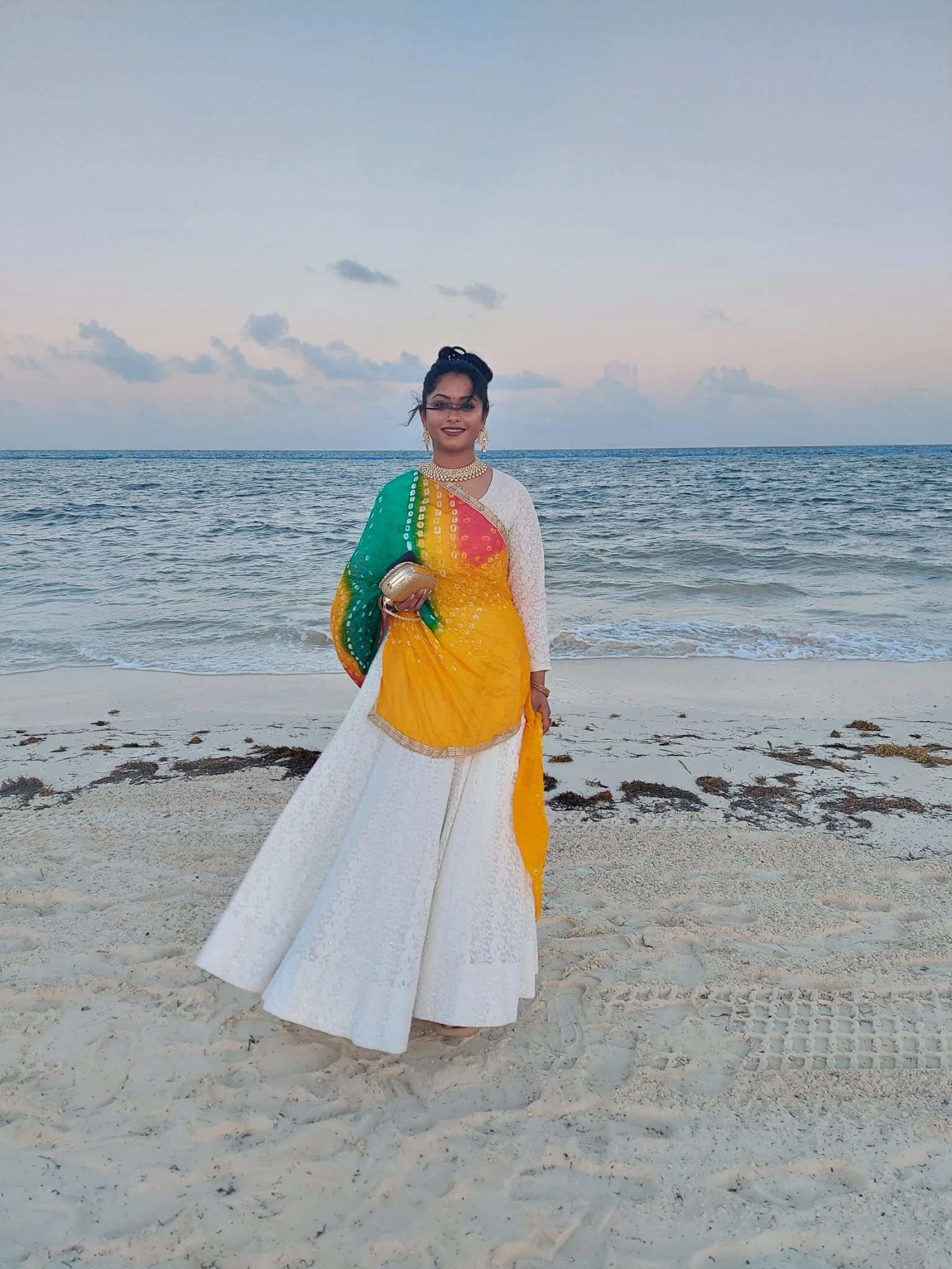 Image 2 of White Lehenga by Custom / Other